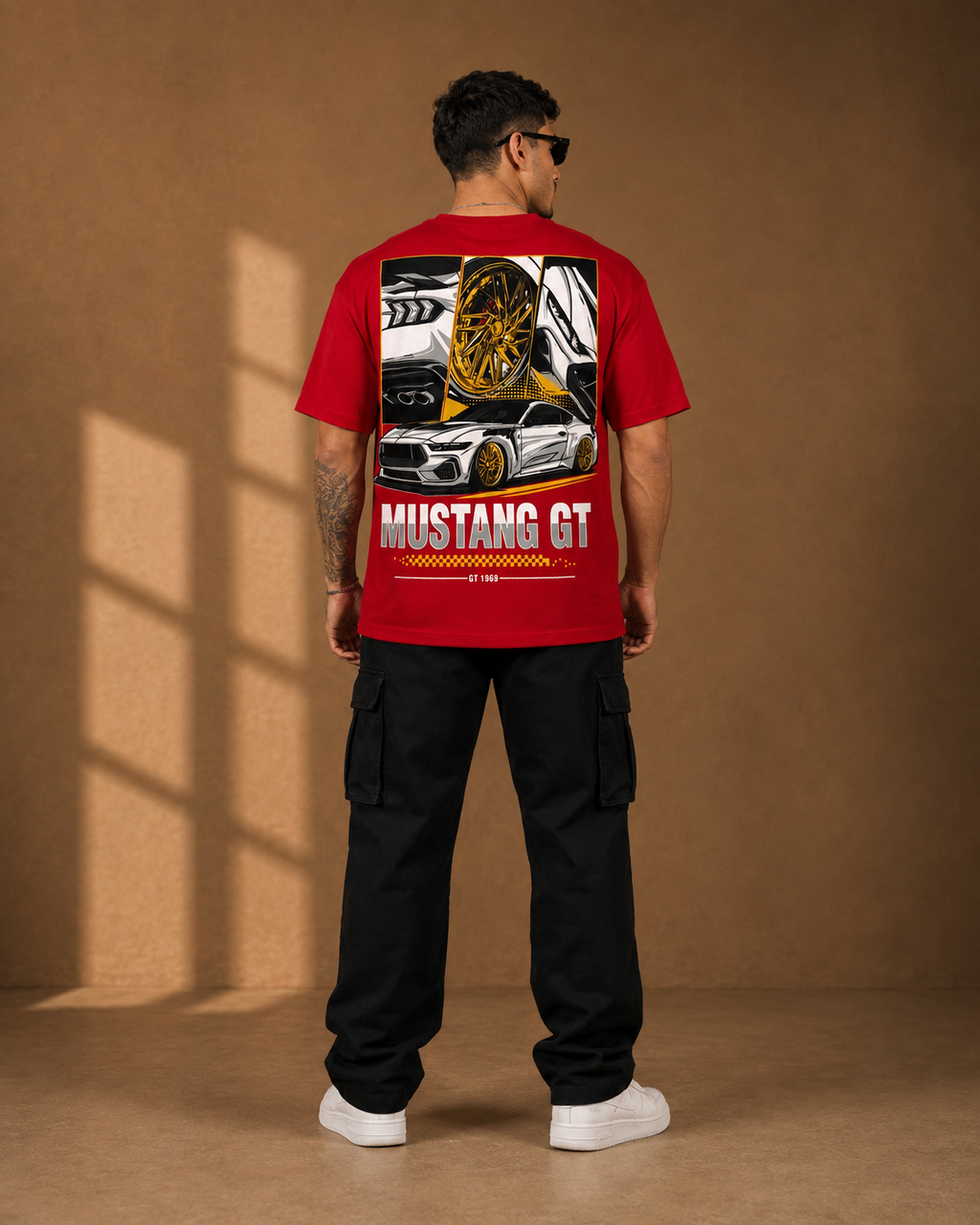 Men’s Red Mustang Graphic Print T-Shirt