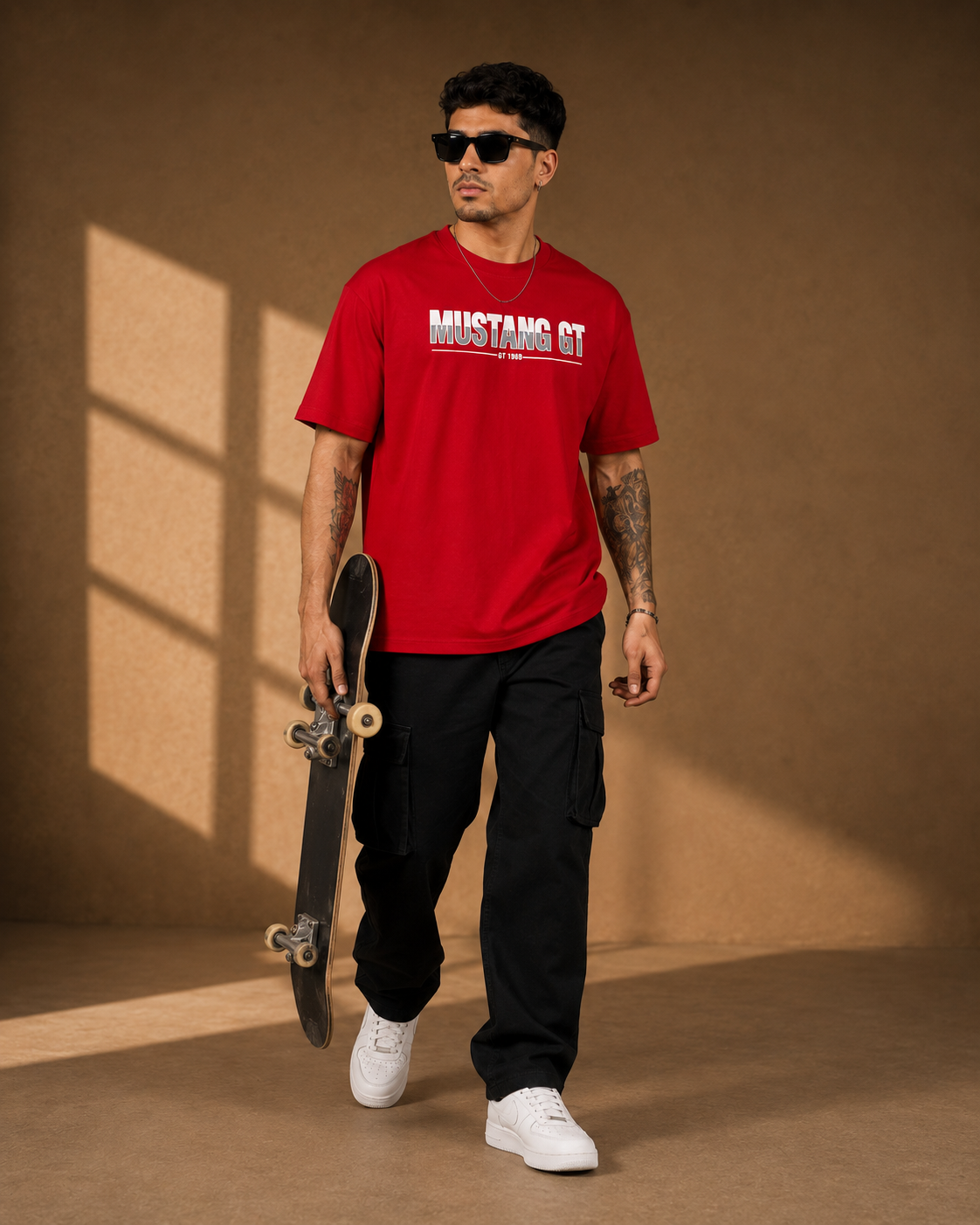 Men’s Red Mustang Graphic Print T-Shirt