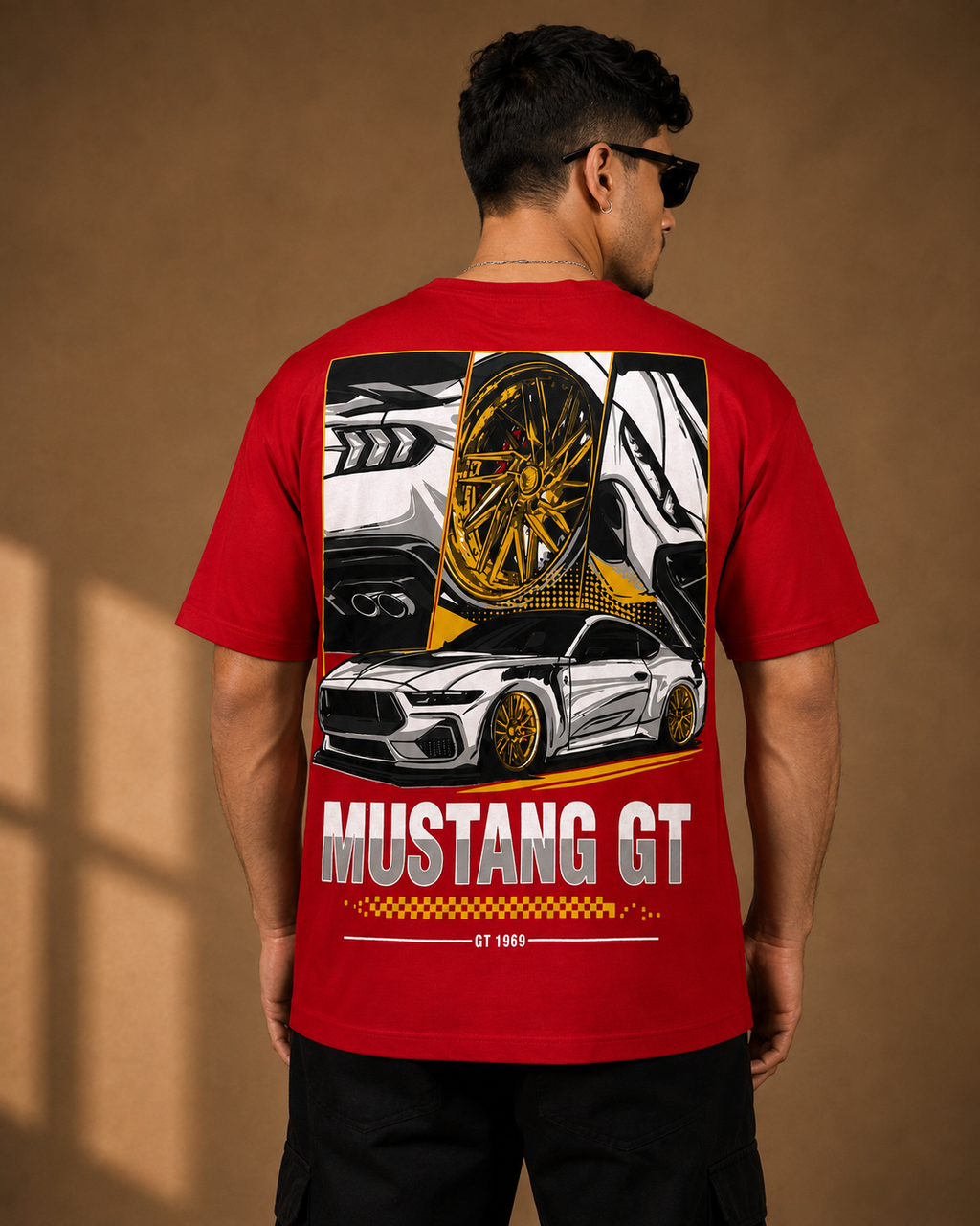 Men’s Red Mustang Graphic Print T-Shirt