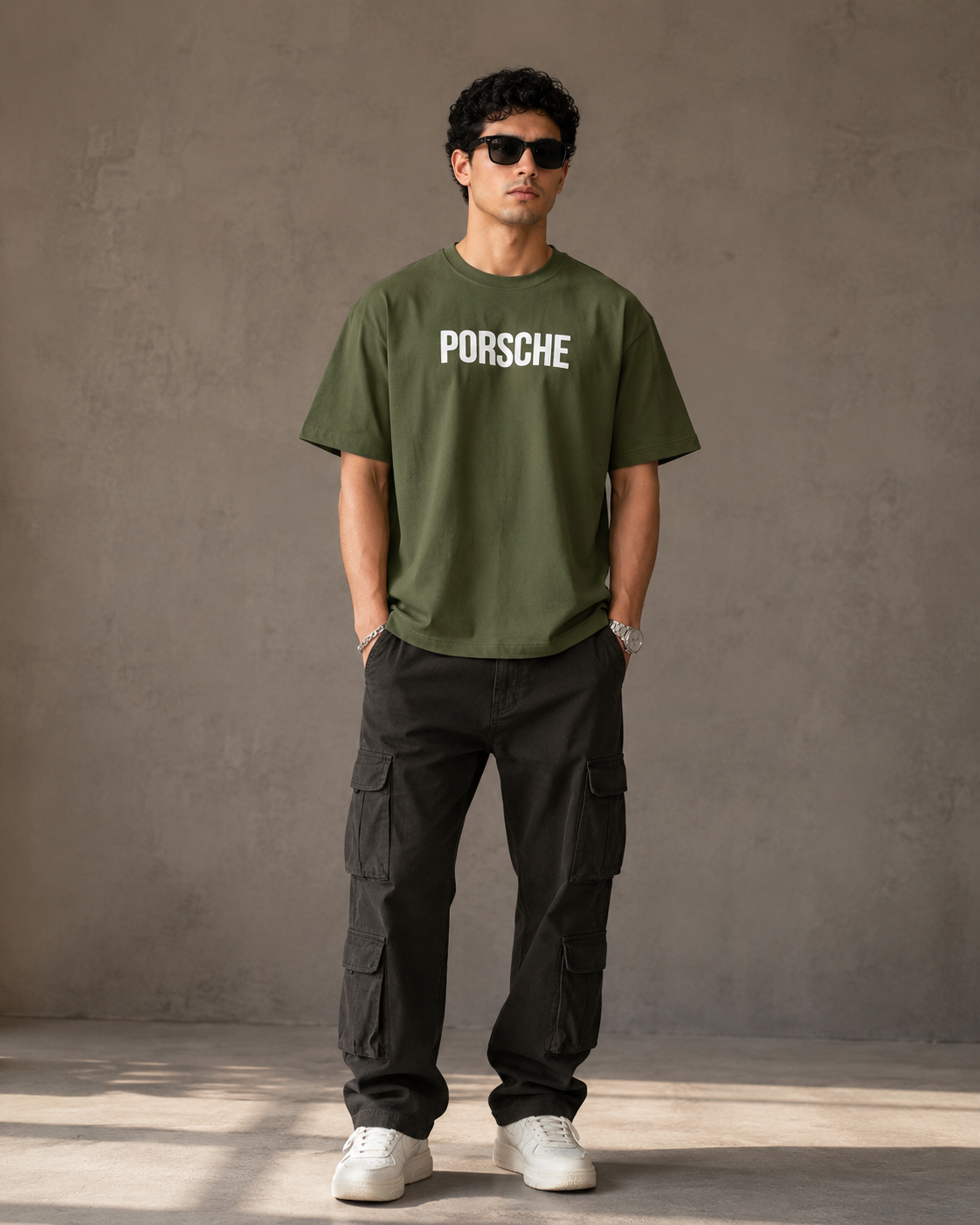 Men’s Olive Green Porsche Graphic T-Shirt