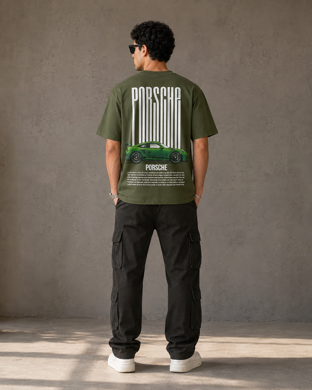 Men’s Olive Green Porsche Graphic T-Shirt