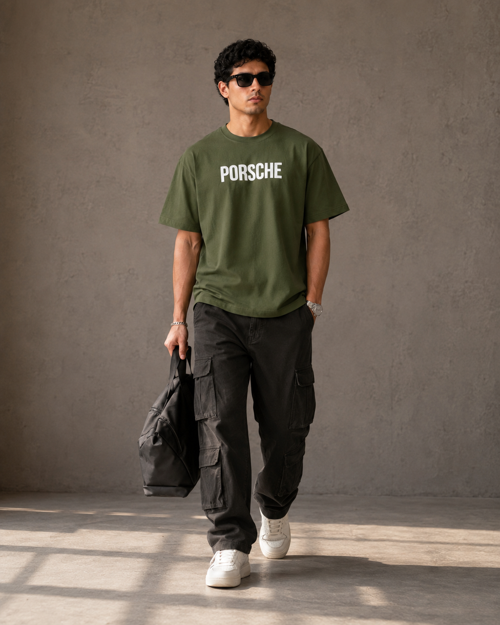 Men’s Olive Green Porsche Graphic T-Shirt
