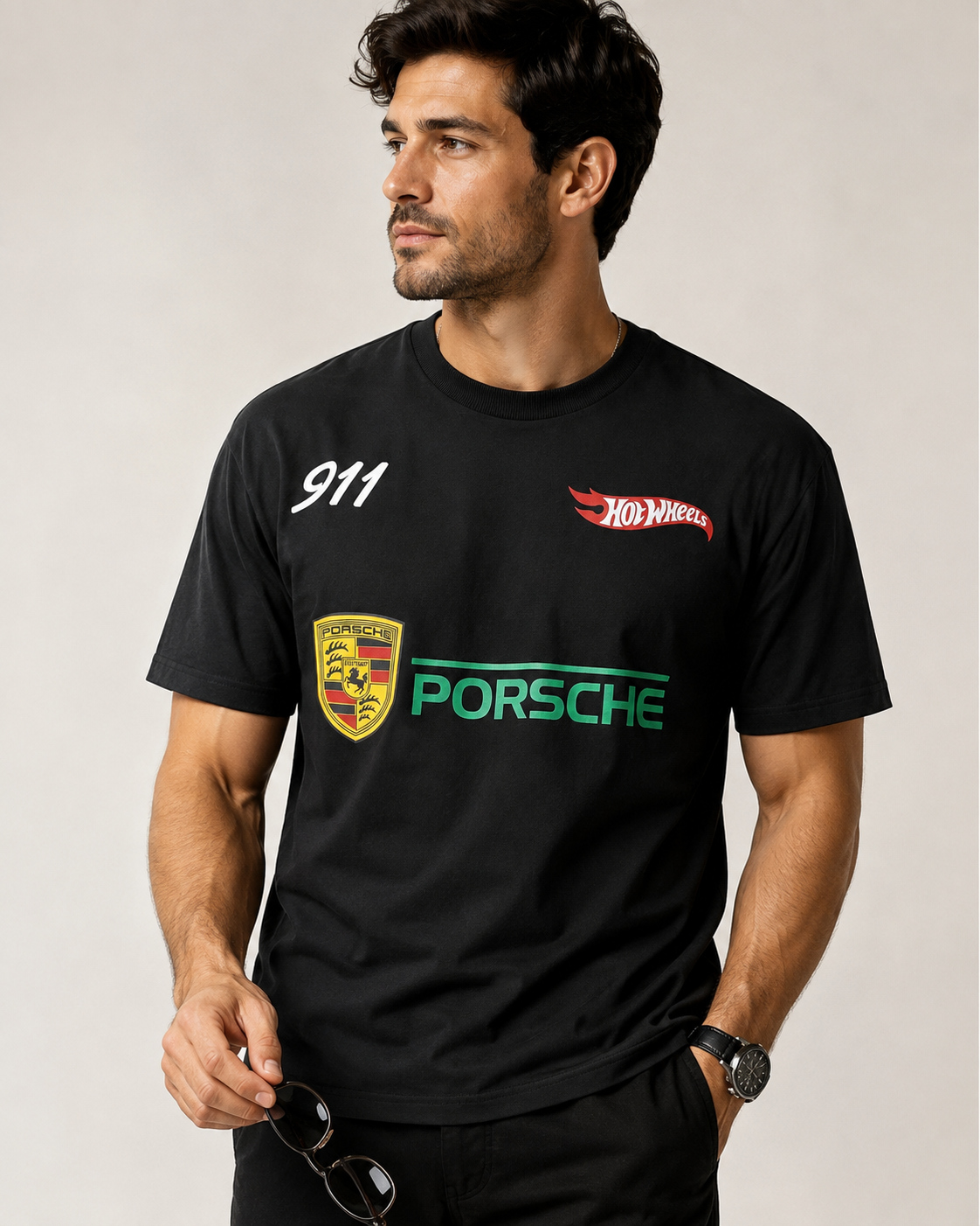 Men’s Black Porsche Graphic Print T-Shirt