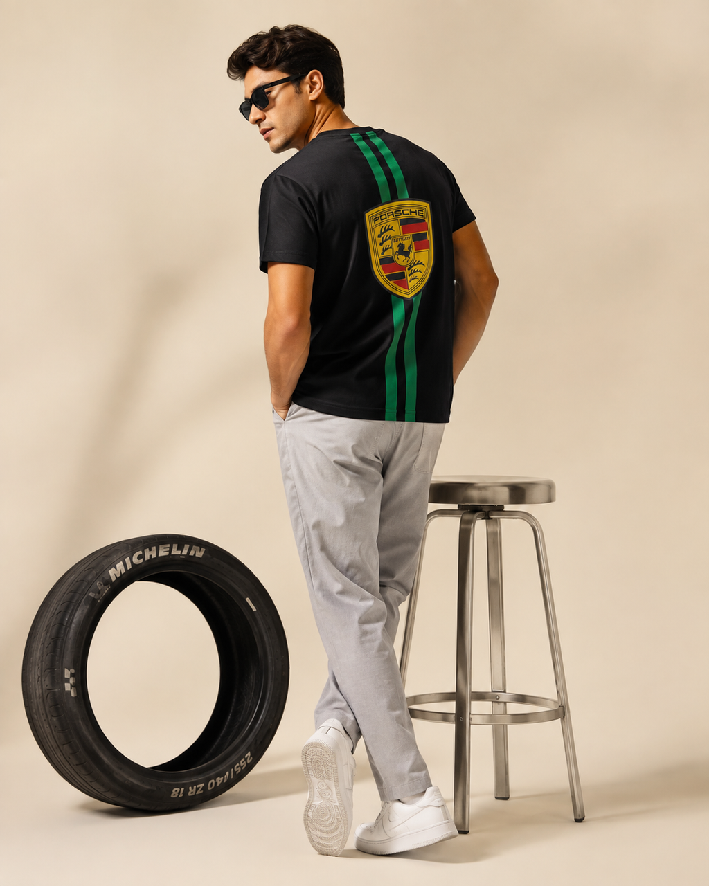 Men’s Black Porsche Graphic Print T-Shirt