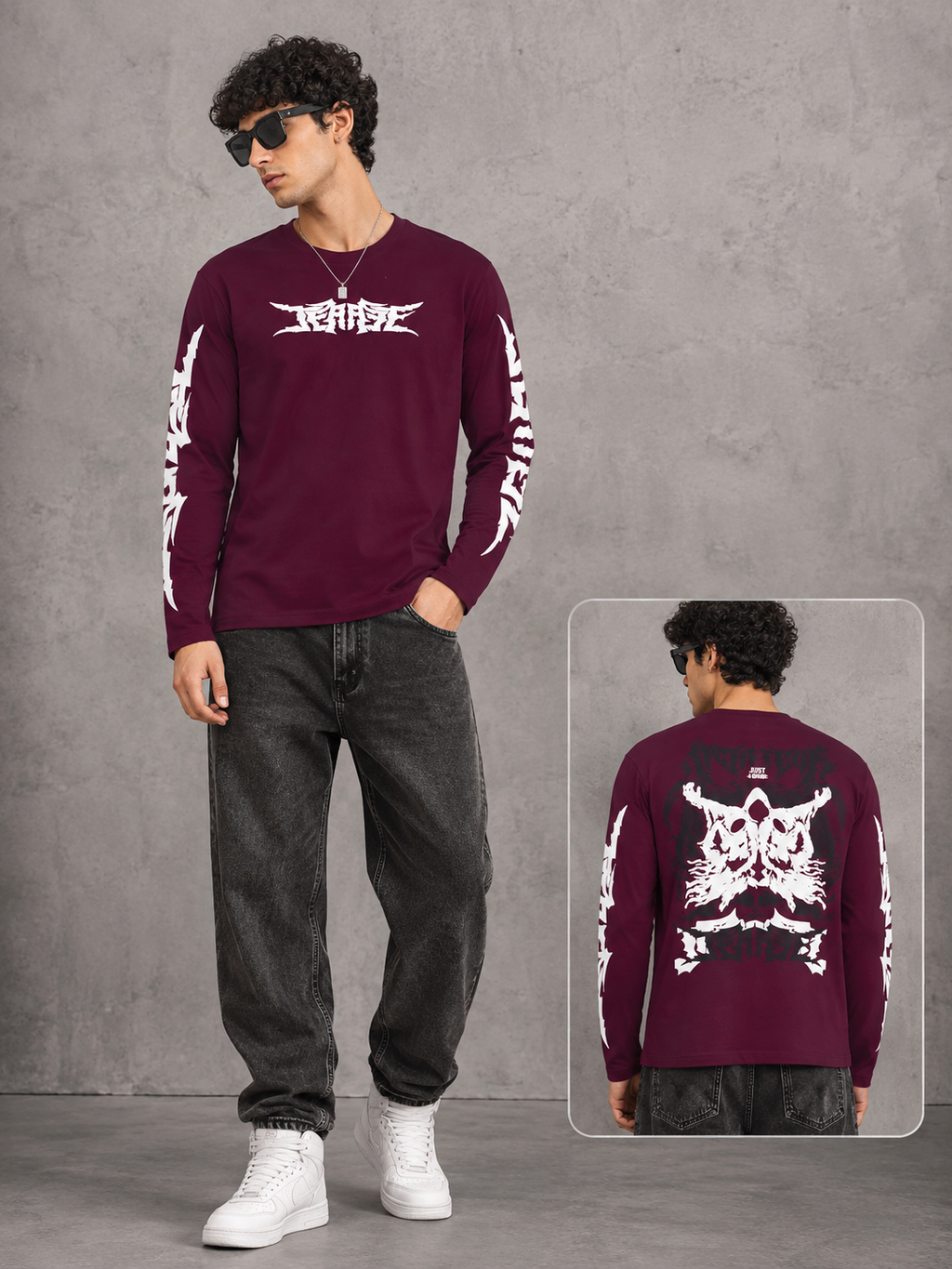 Men’s Burgundy Graphic Print Sweatshirt