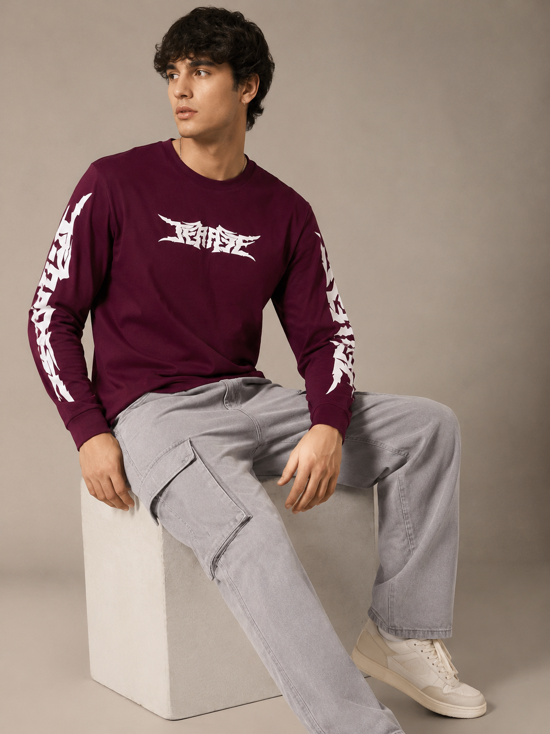 Men’s Burgundy Graphic Print Sweatshirt