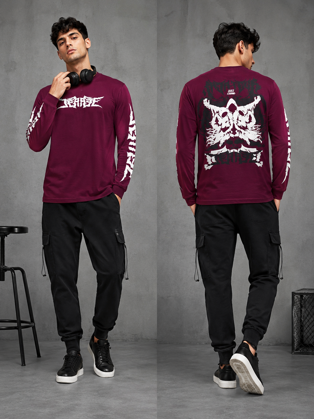 Men’s Burgundy Graphic Print Sweatshirt