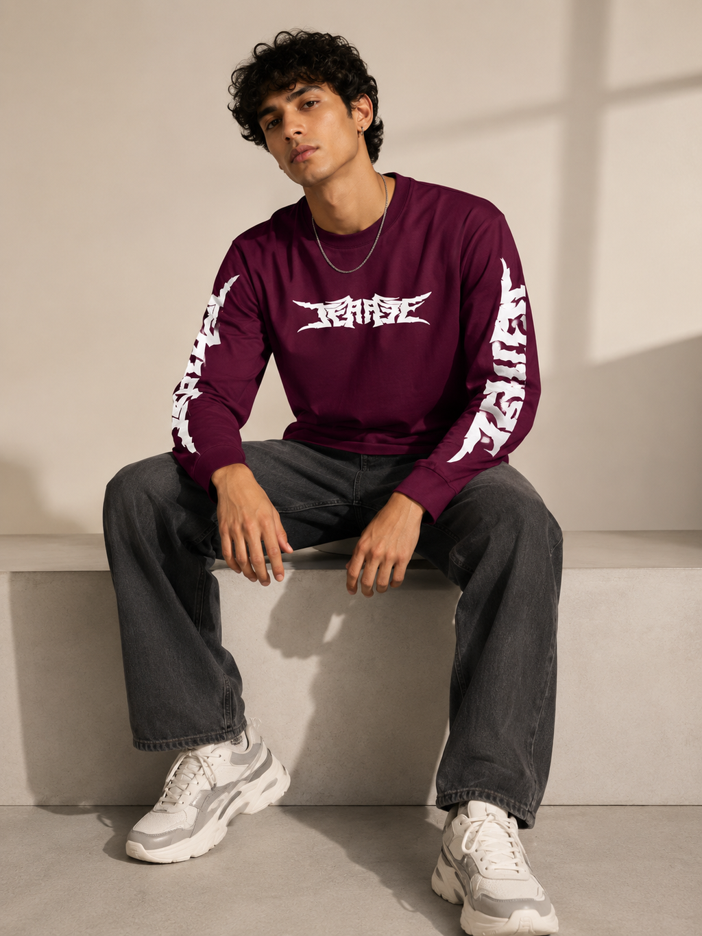 Men’s Burgundy Graphic Print Sweatshirt