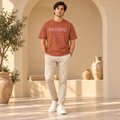 Men’s Rust Brown Down Shoulder HOPE Alive Graphic Printed T-Shirt