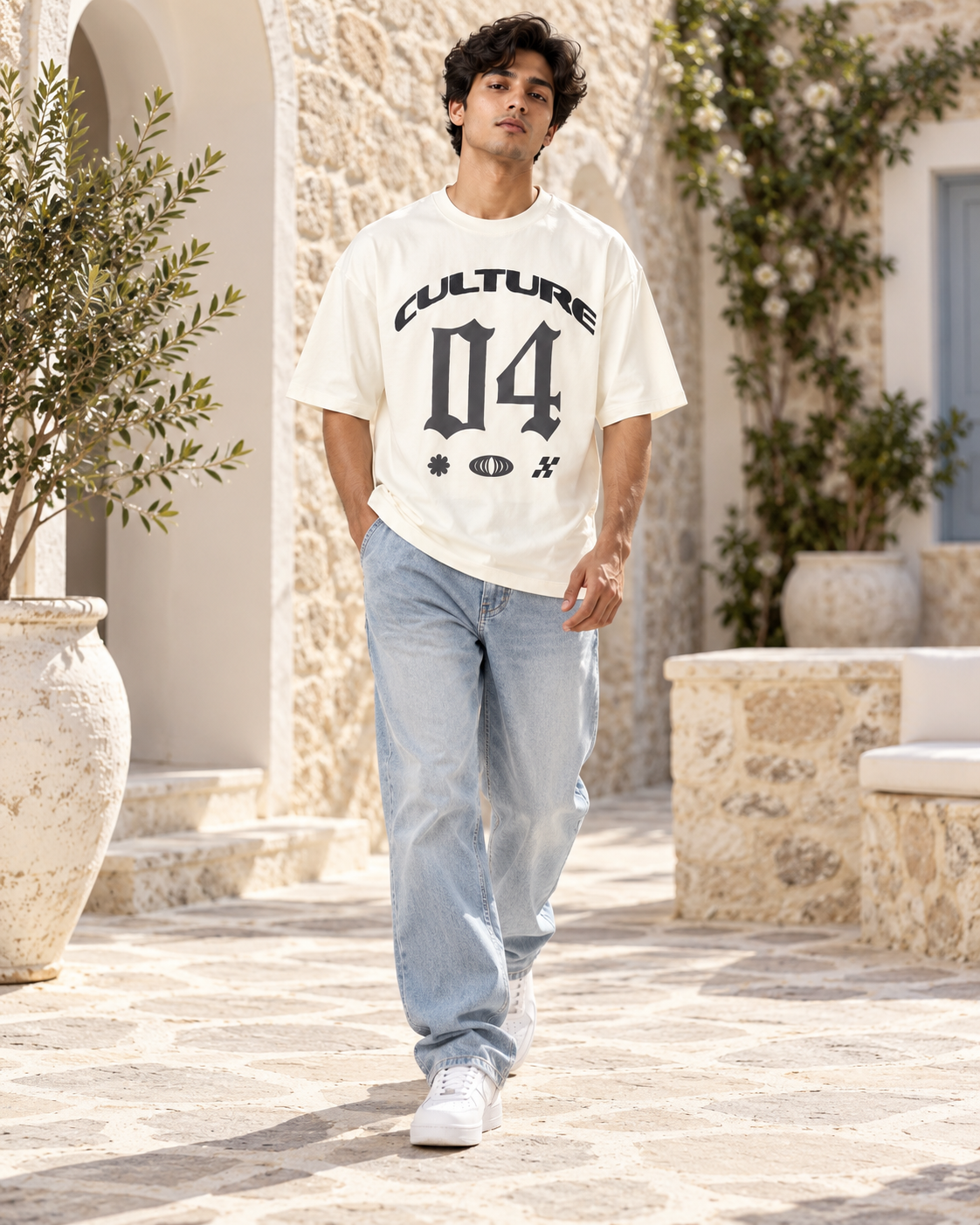 Men’s Off-White Down Shoulder Culture 04 Graphic Printed T-Shirt