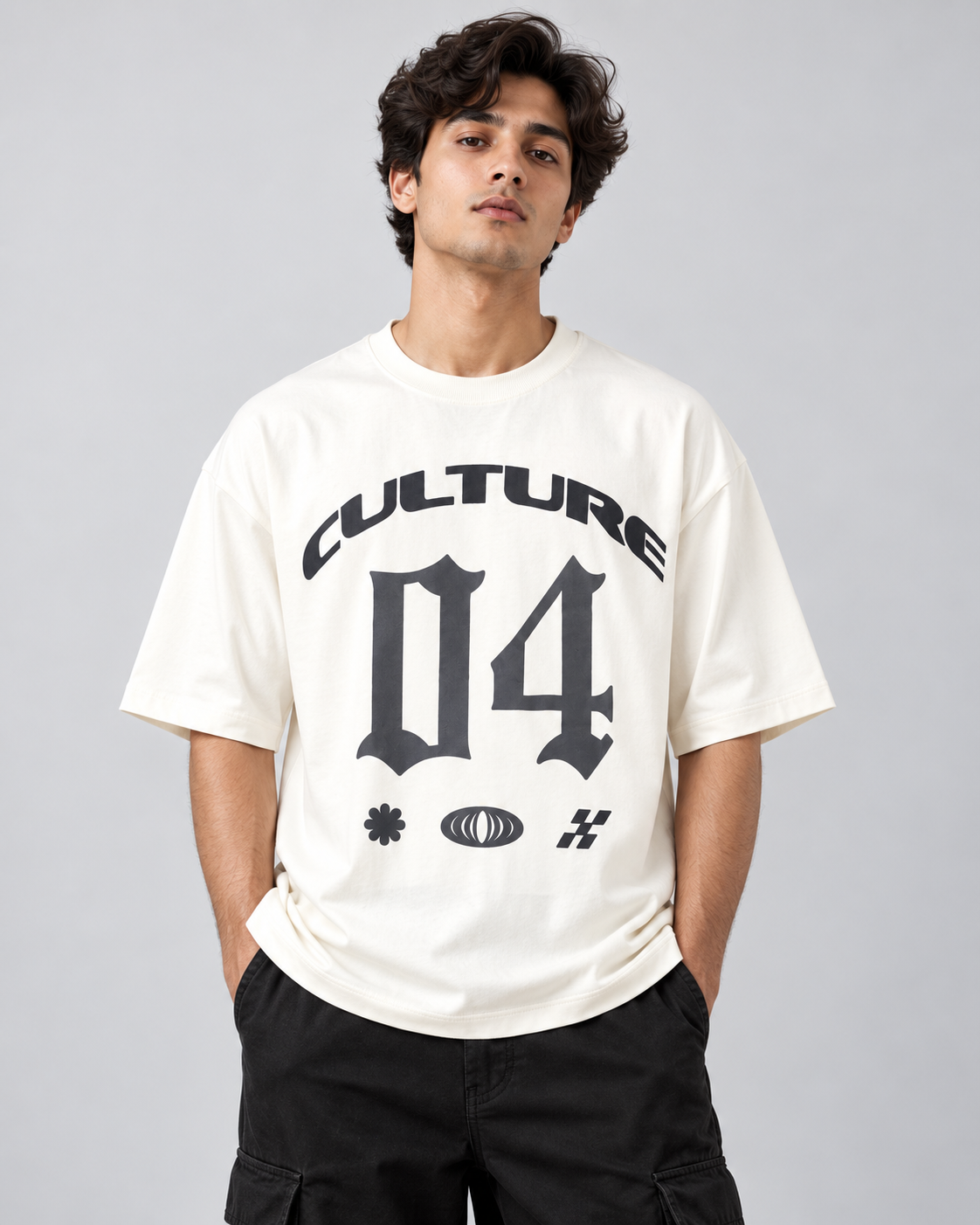 Men’s Off-White Down Shoulder Culture 04 Graphic Printed T-Shirt