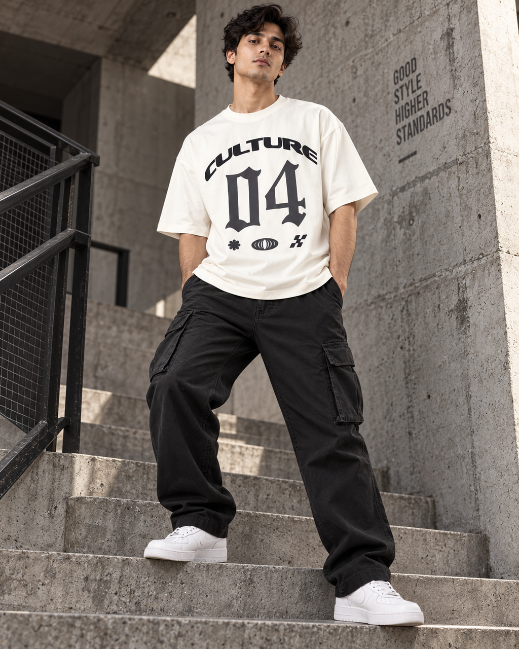 Men’s Off-White Down Shoulder Culture 04 Graphic Printed T-Shirt