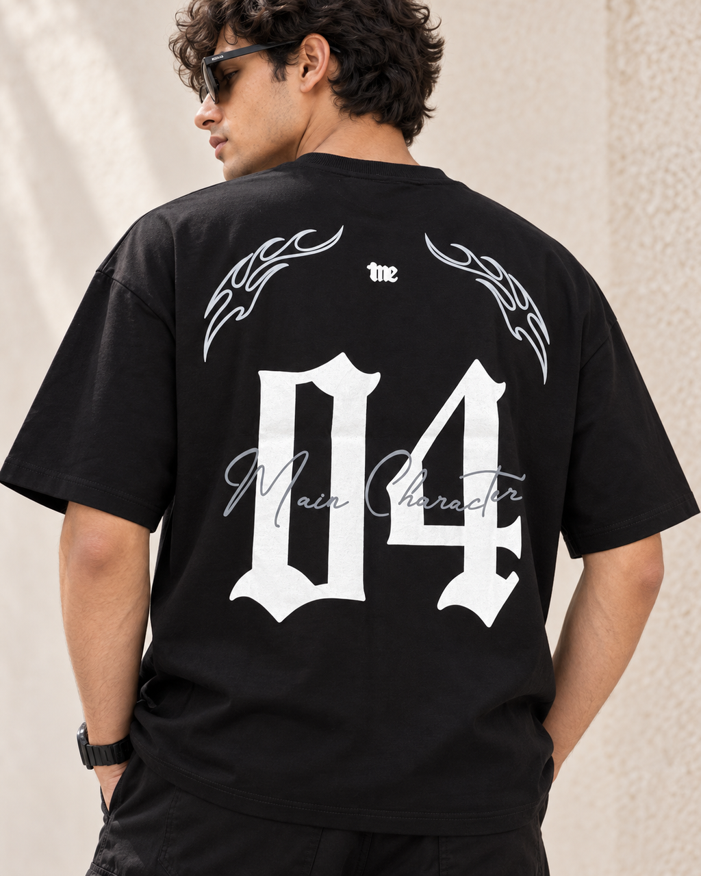 Men’s Black Down Shoulder Culture 04 Graphic Printed T-Shirt