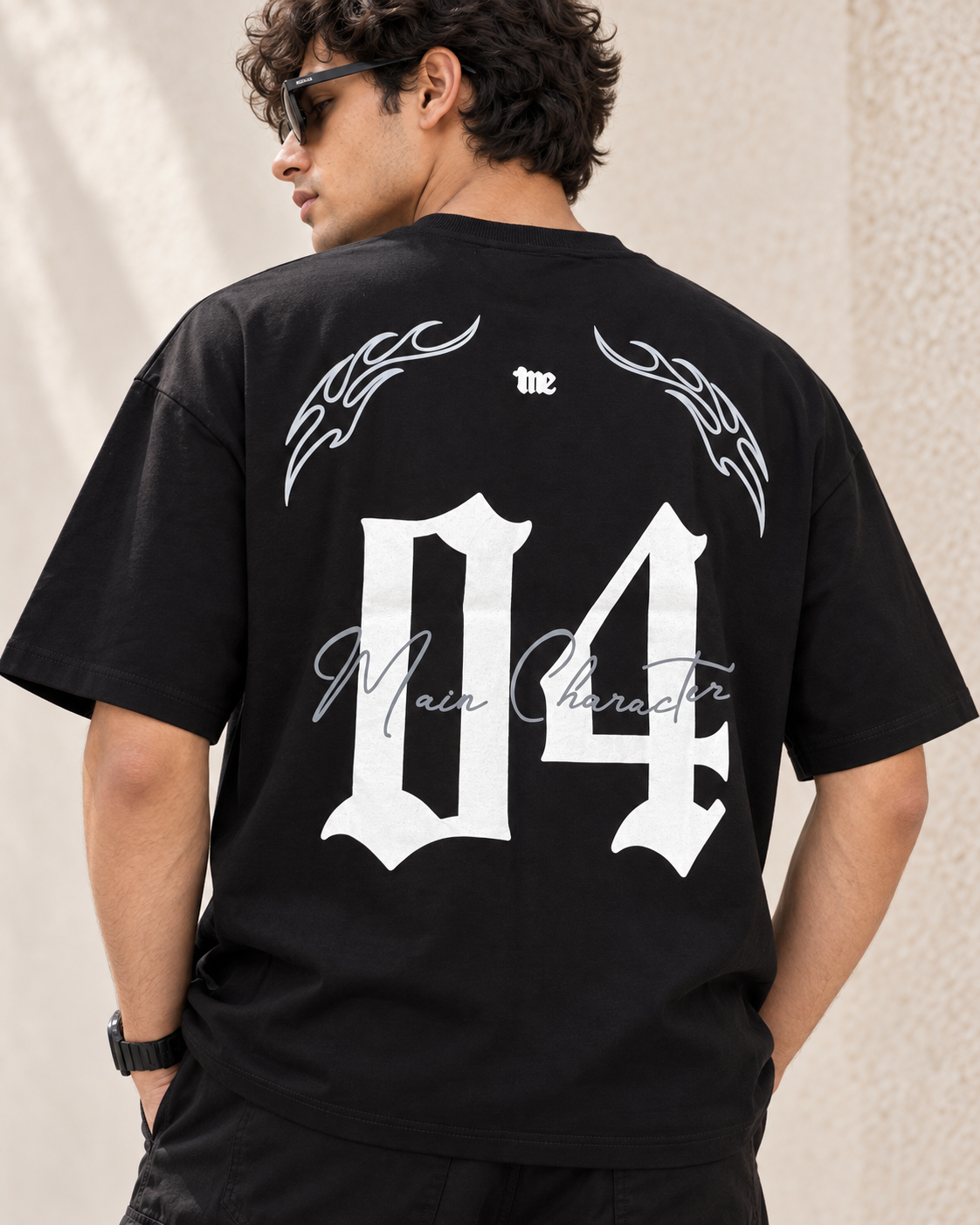 Men’s Black Down Shoulder Culture 04 Graphic Printed T-Shirt