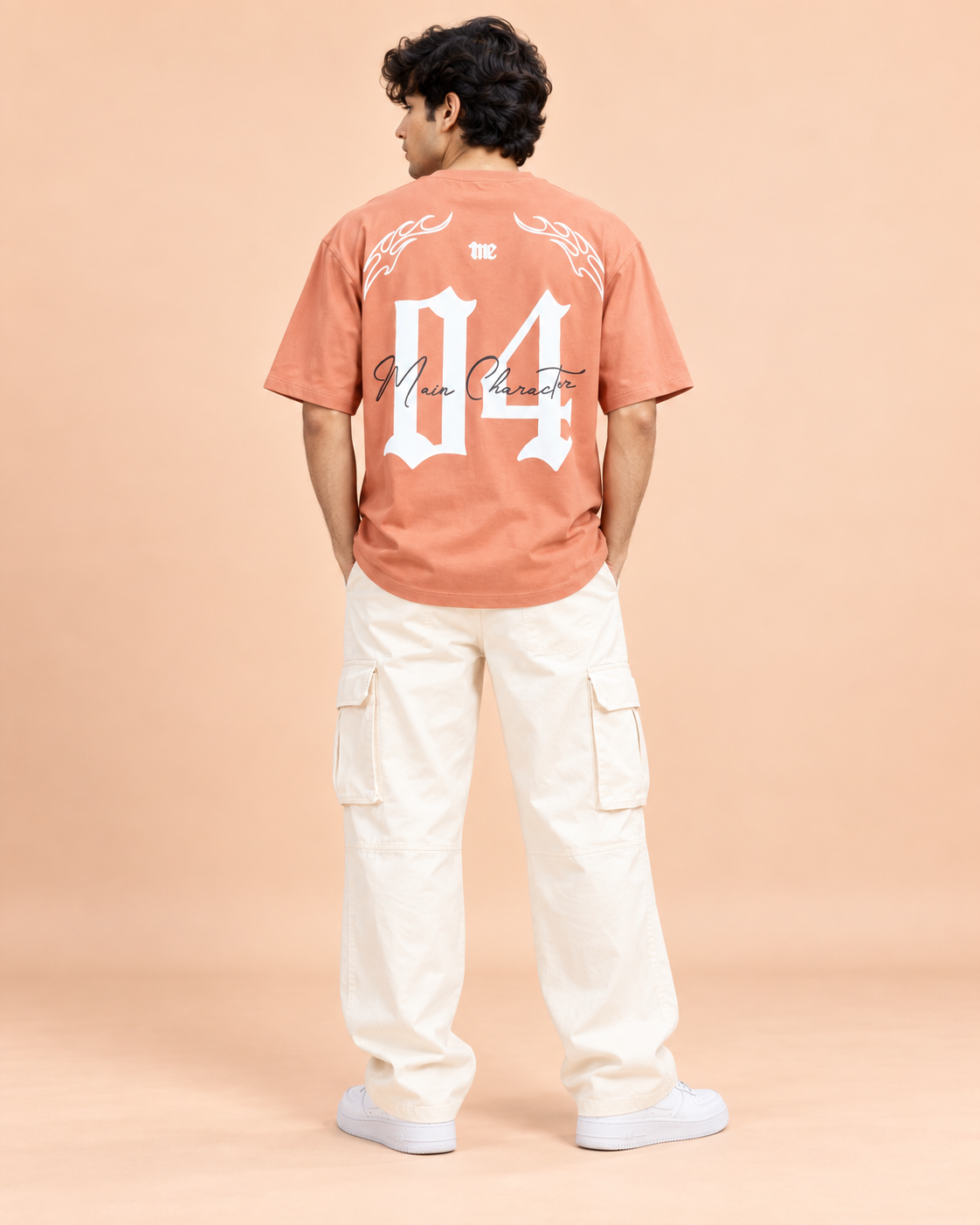Men’s Peach Down Shoulder Culture 04 Graphic Printed T-Shirt