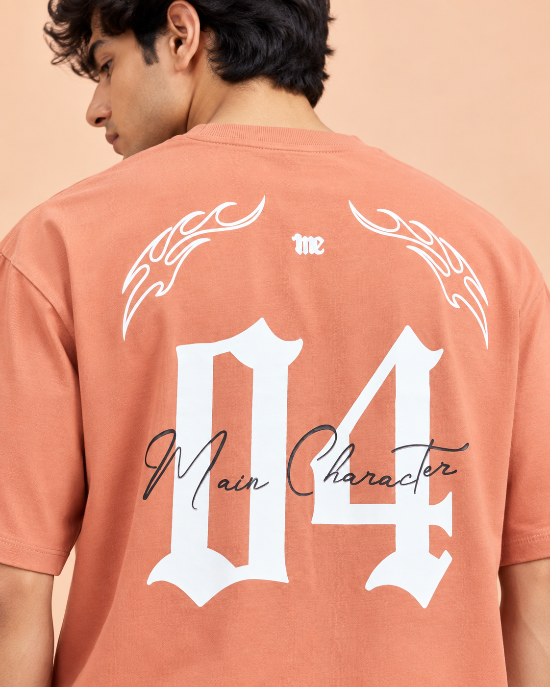 Men’s Peach Down Shoulder Culture 04 Graphic Printed T-Shirt