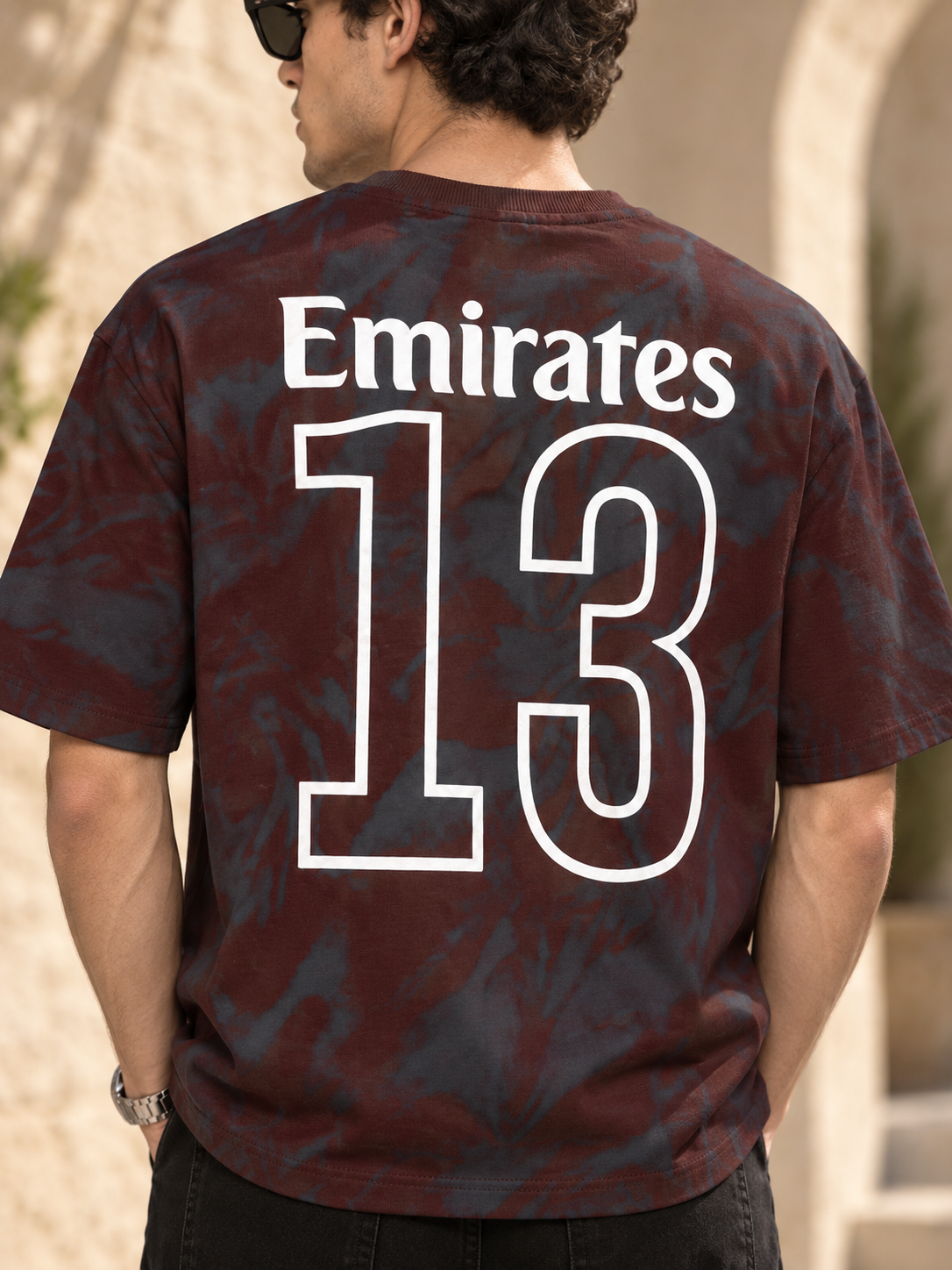Men’s Maroon & Charcoal Down Shoulder  Graphic Printed T-Shirt