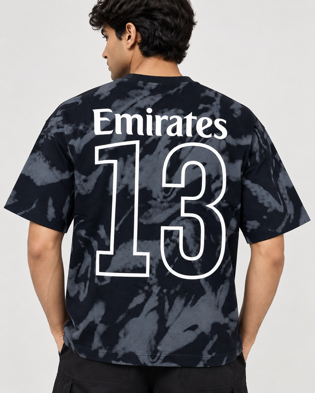 Men’s Black & Grey Emirates Fly Better Down Shoulder Graphic Printed T-Shirt