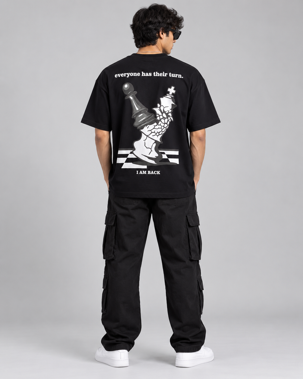 Men’s Black Chess Graphic Printed T-Shirt