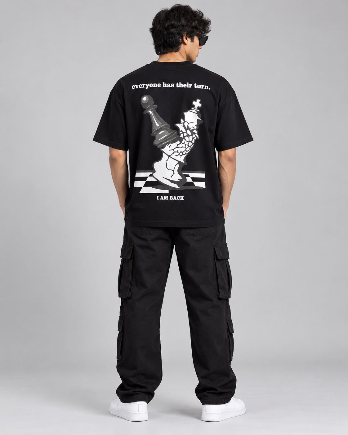 Men’s Black Chess Graphic Printed T-Shirt