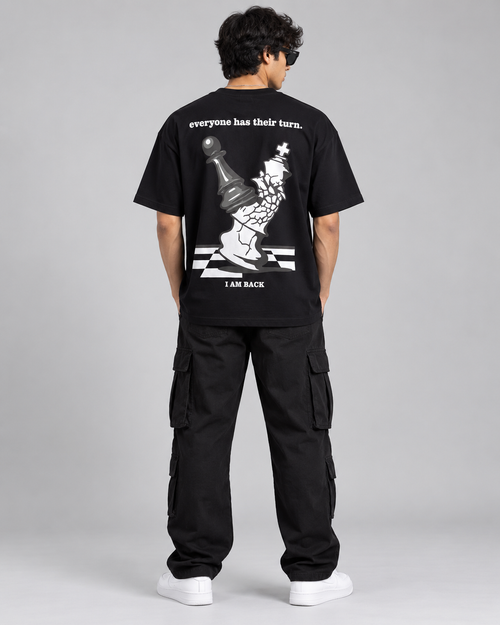 Men’s Black Chess Graphic Printed T-Shirt