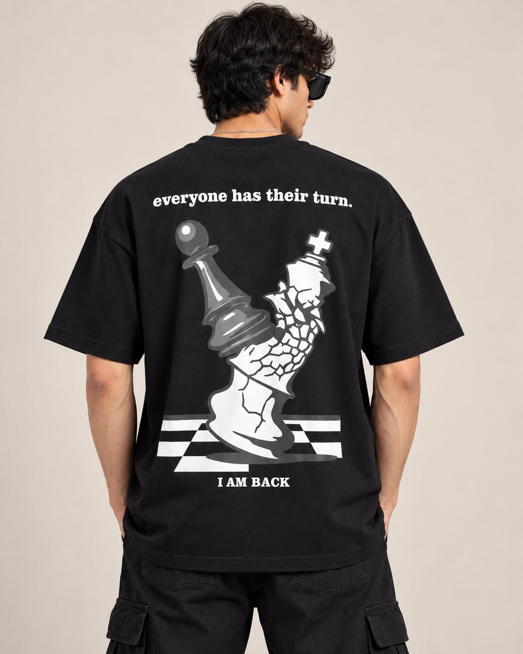 Men’s Black Chess Graphic Printed T-Shirt