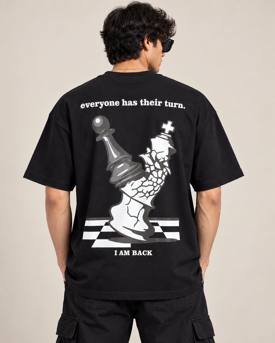 Men’s Black Chess Graphic Printed T-Shirt
