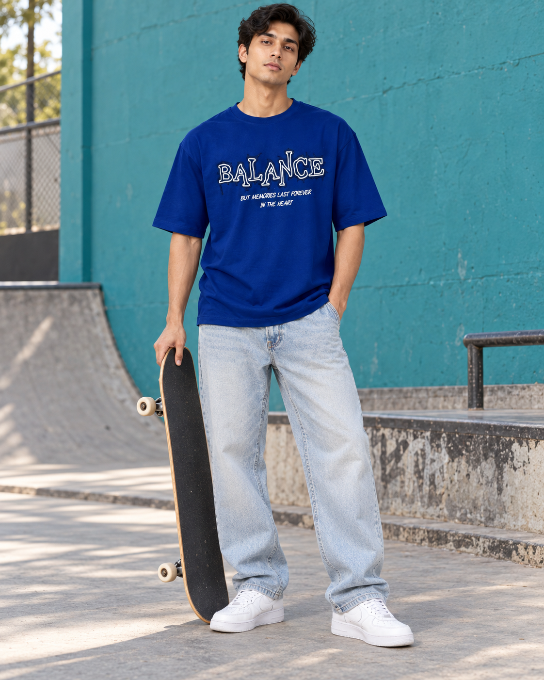 Men’s Royal Blue Graphic Printed T-Shirt