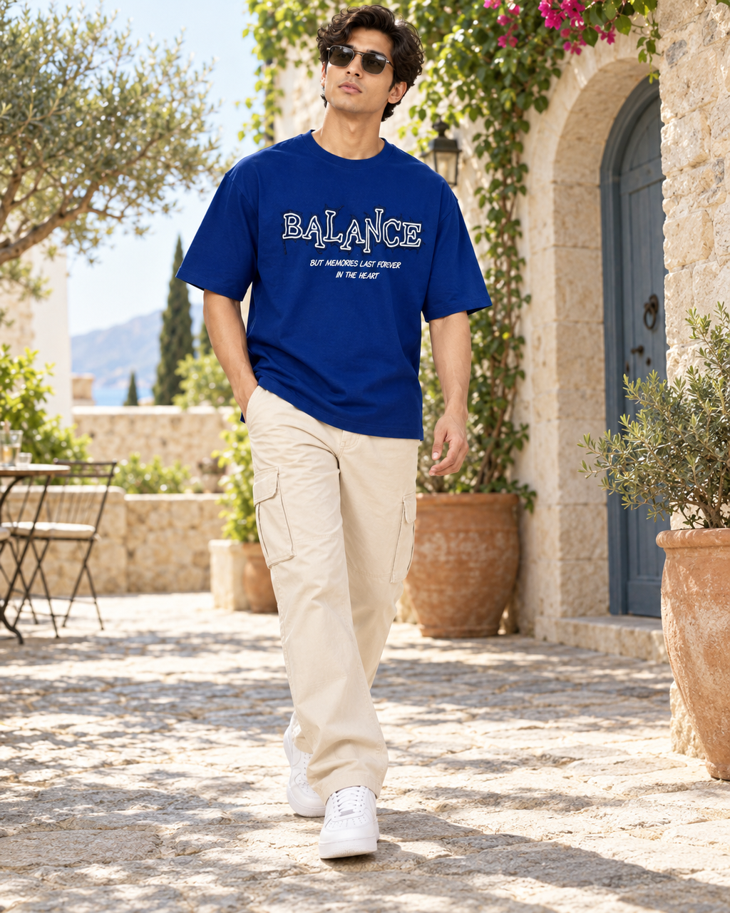 Men’s Royal Blue Graphic Printed T-Shirt