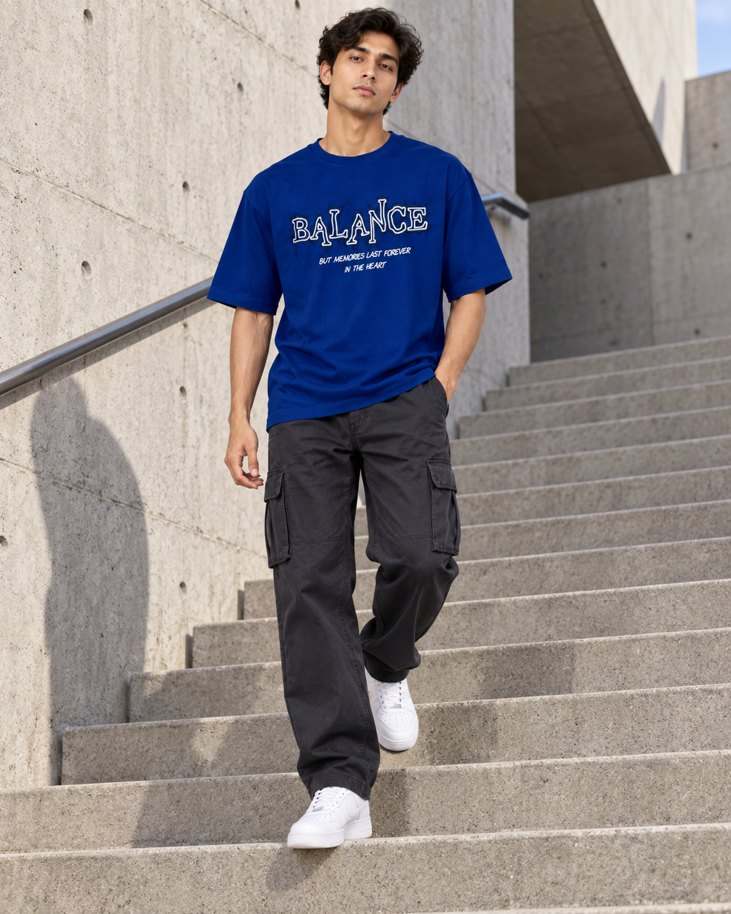 Men’s Royal Blue Graphic Printed T-Shirt