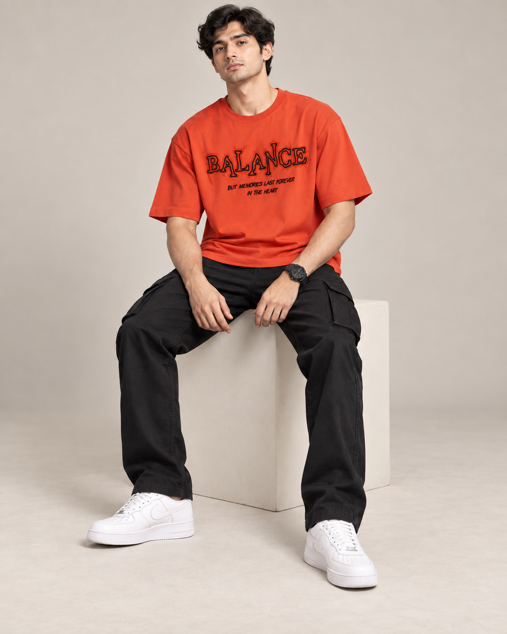 Men’s Burnt Orange Graphic Printed T-Shirt