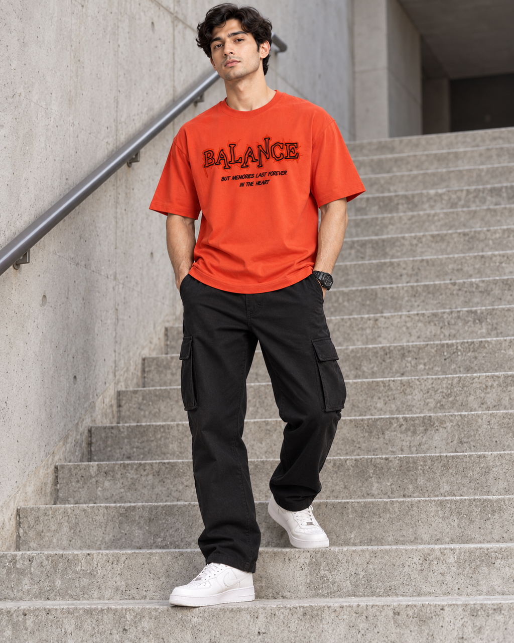 Men’s Burnt Orange Graphic Printed T-Shirt