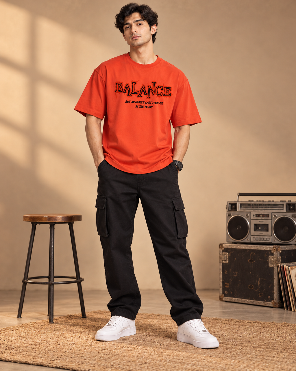 Men’s Burnt Orange Graphic Printed T-Shirt