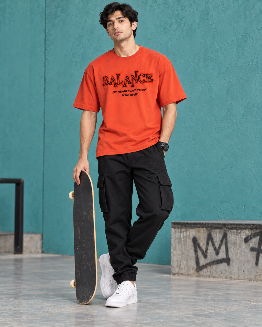 Men’s Burnt Orange Graphic Printed T-Shirt