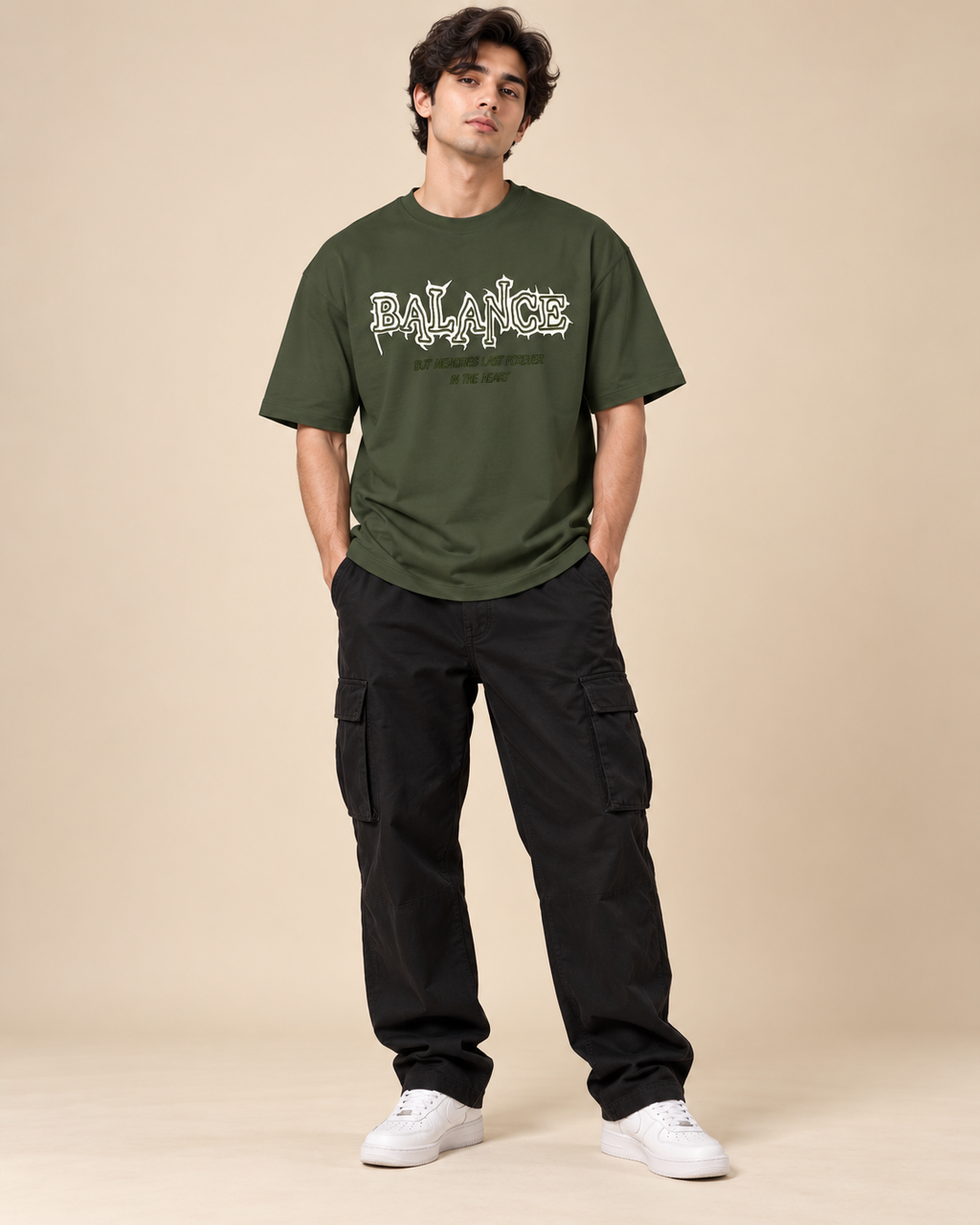 Men’s Olive Green Graphic Printed T-Shirt