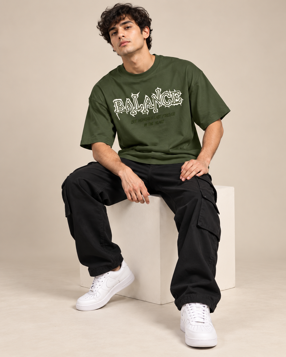 Men’s Olive Green Graphic Printed T-Shirt