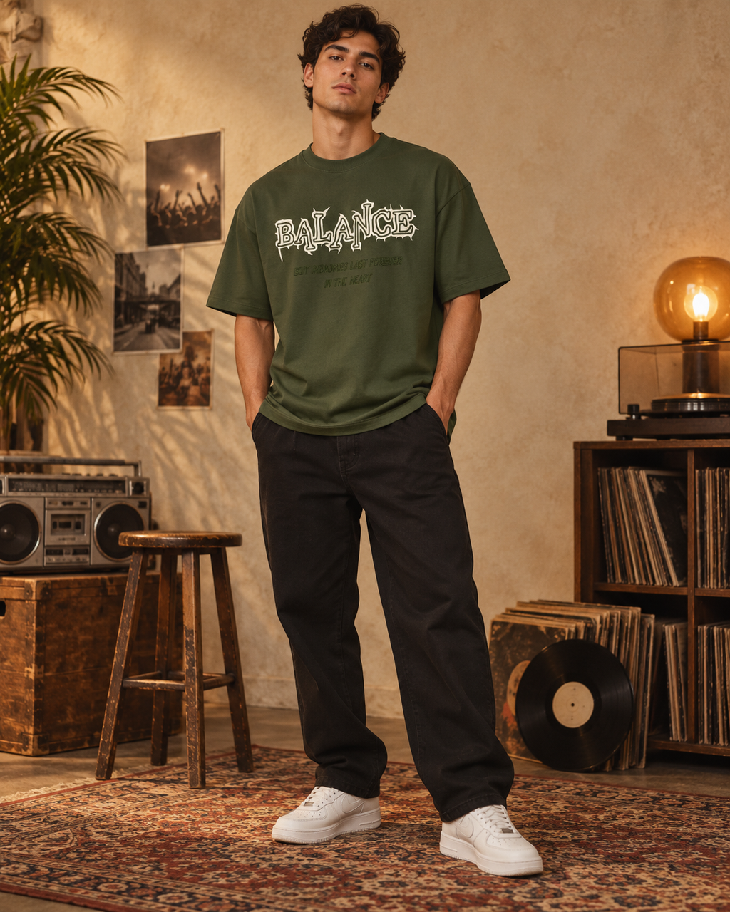 Men’s Olive Green Graphic Printed T-Shirt
