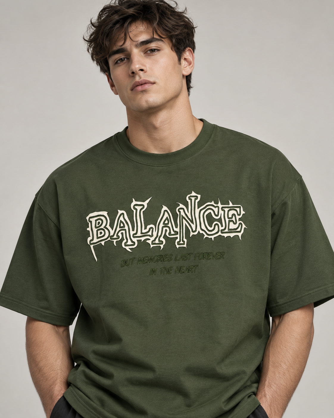 Men’s Olive Green Graphic Printed T-Shirt